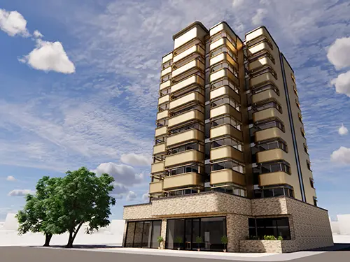 Rendering of the outside of The Compton, London